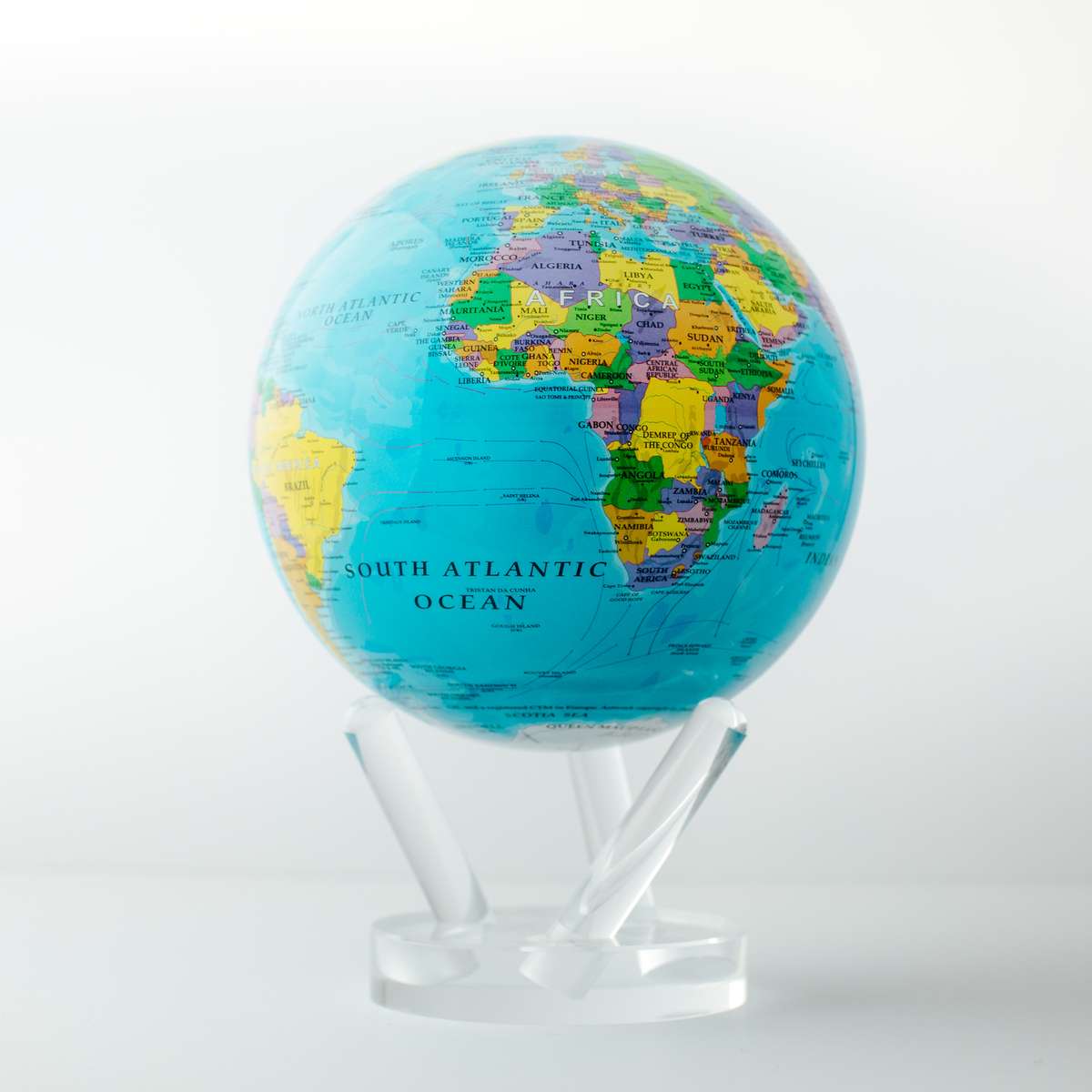 Mova Blue Political Map Self Rotating Globe | 68travel